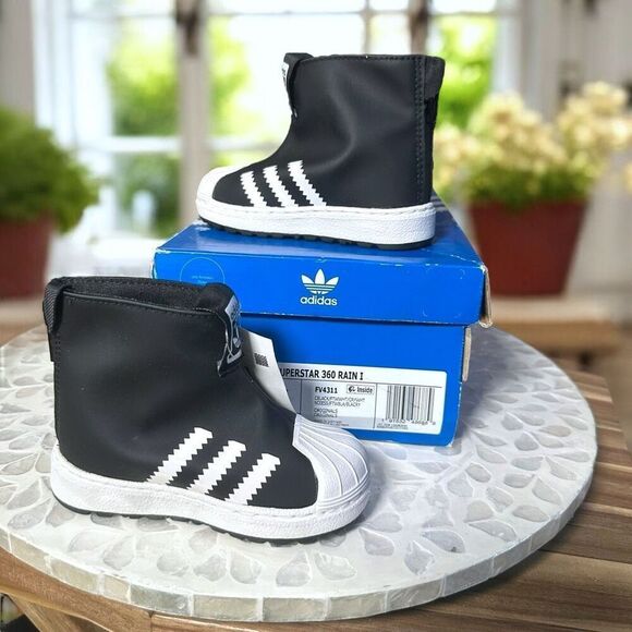 Adidas Superstar 360 Rain I Toddler Infant Kids 5K Black White Waterproof Slip-O - Picture 8 of 13
